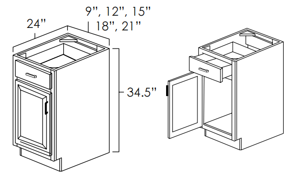 Single Door Single Drawer Base Cabinet