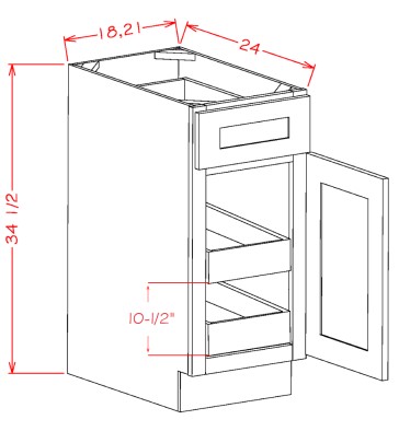 Single Door Single Drawer Two Rollout Shelf Base Kit
