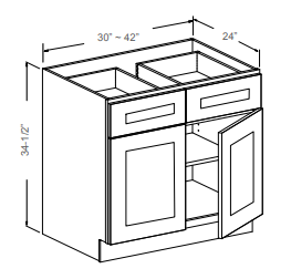 Base Cabinet With 2 Drawers & 2 Doors
