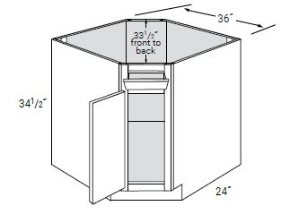 1 Door Diagonal Sink Base Cabinets with 1 Tilt Out