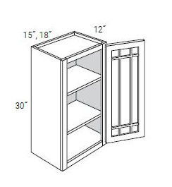 Prairie Style Wall Cabinets With 1 Mullion Glass Door