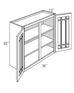 Prairie Style Wall Cabinets With 2 Mullion Glass Doors