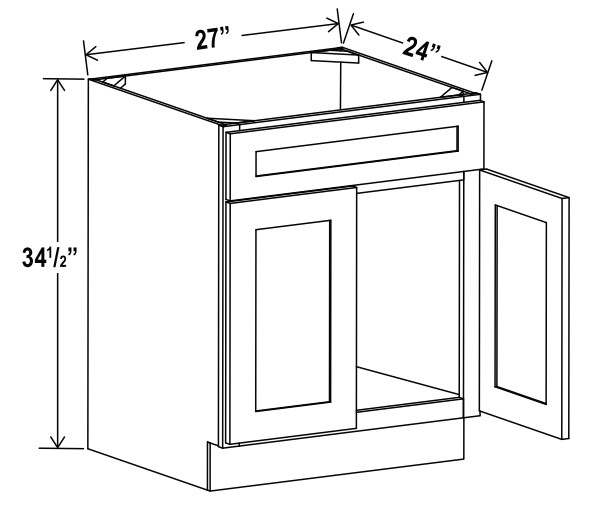 2 Door 1 Drawer Sink Base