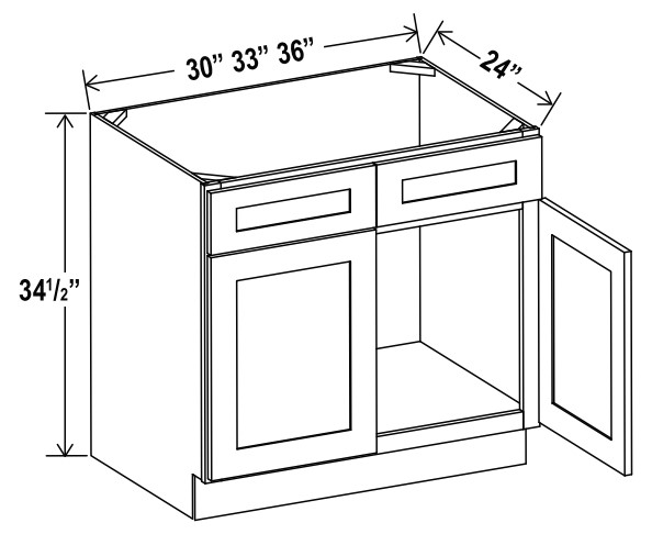 2 Door 2 Drawer Sink Base