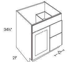 1 Door 2 Drawer Vanity Sink Base Cabinets