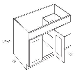2 Door 2 Drawer Vanity Sink Base Cabinets