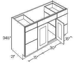2 Sink Vanity Base Cabinets