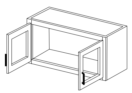 Double Decorative Stacker Wall Cabinet With Plain Glass